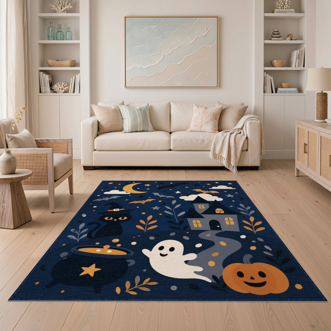 Halloween Witch Cat Area Rug