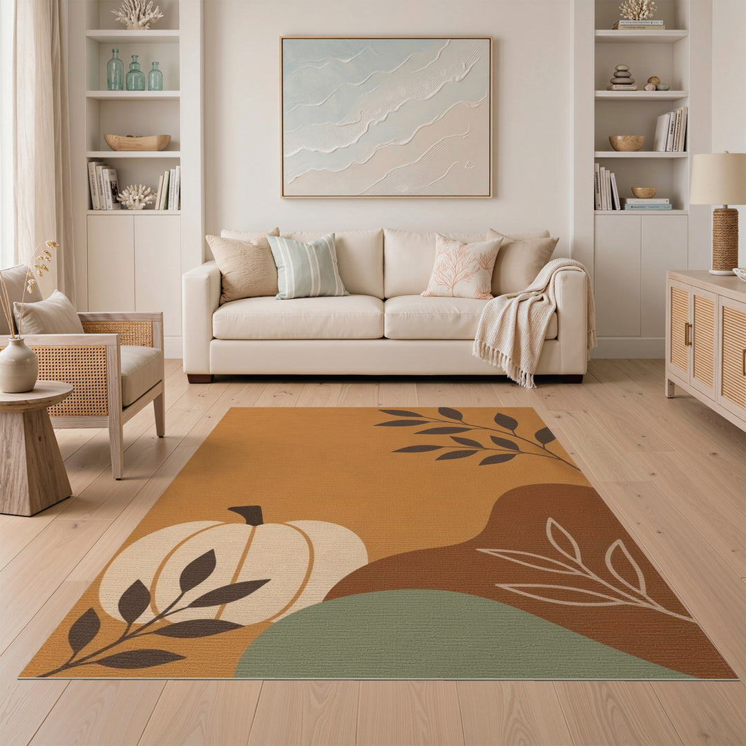 Pumpkin Leaf Orange Area Rug