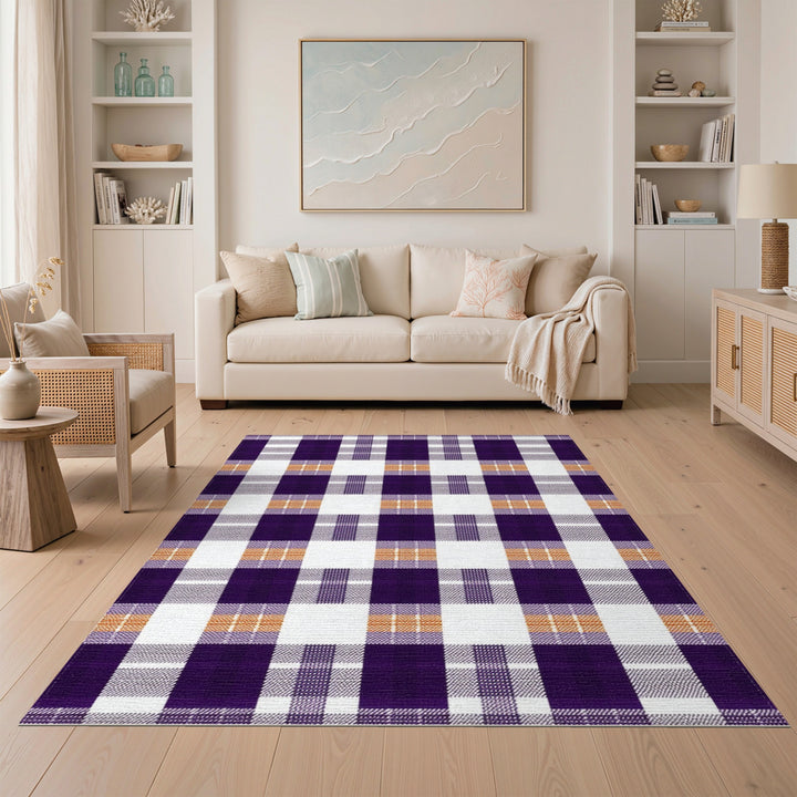 Purple Geometric Modern Purple Plaid Geometric Area Rug