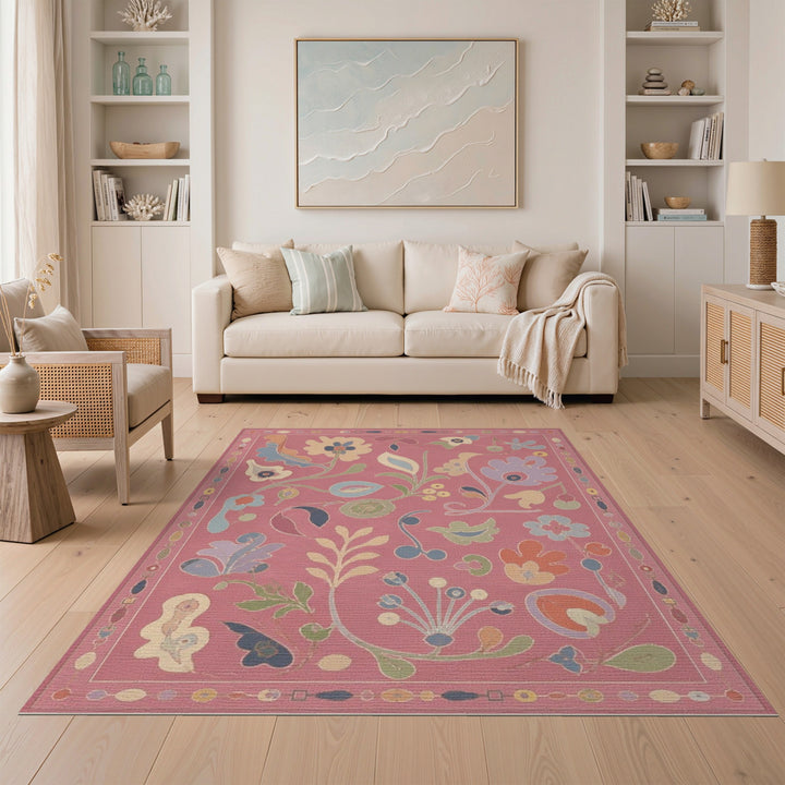 Pink Floral Vintage Area Rug