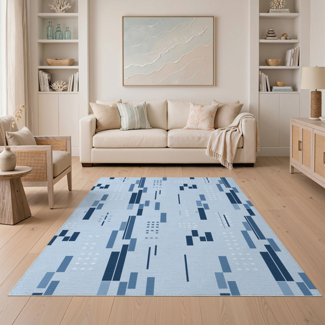 Blue Geometric Modern Area Rug