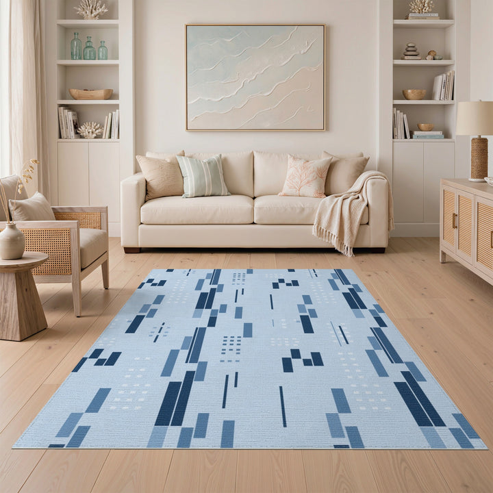 Blue Geometric Modern Area Rug