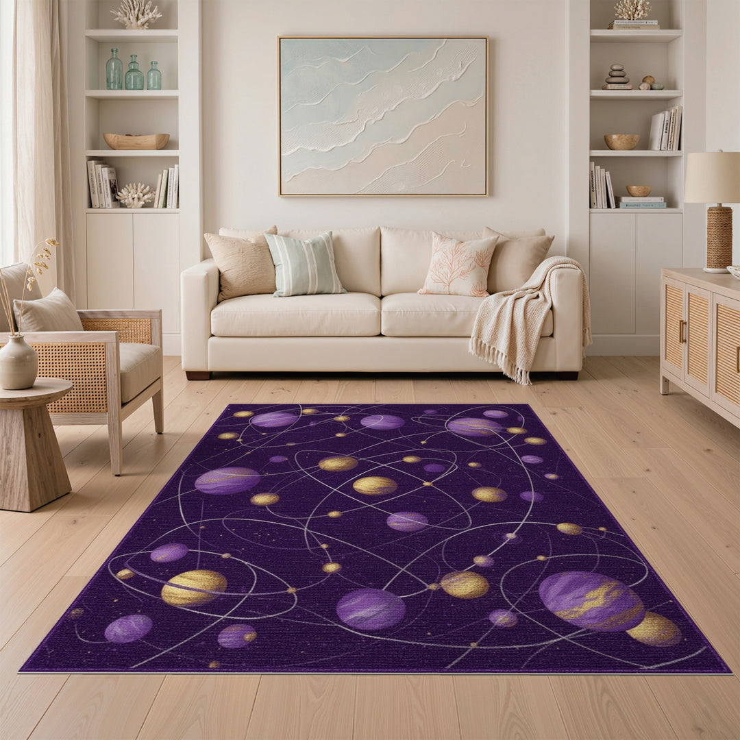 Abstract Area Purple Celestial Orbit Area Rug
