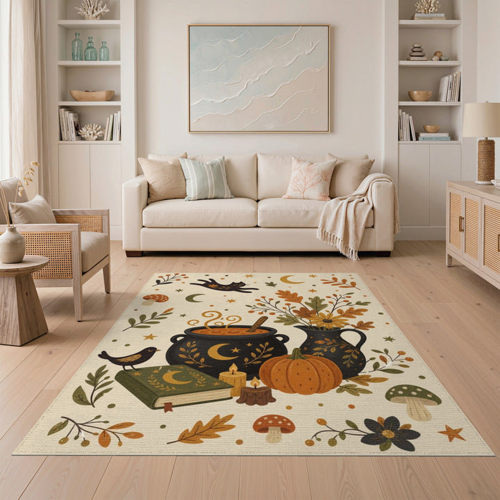 Magical Cauldron Black Cat Area Rug