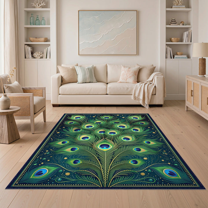 Peacock Feather Green Area Rug