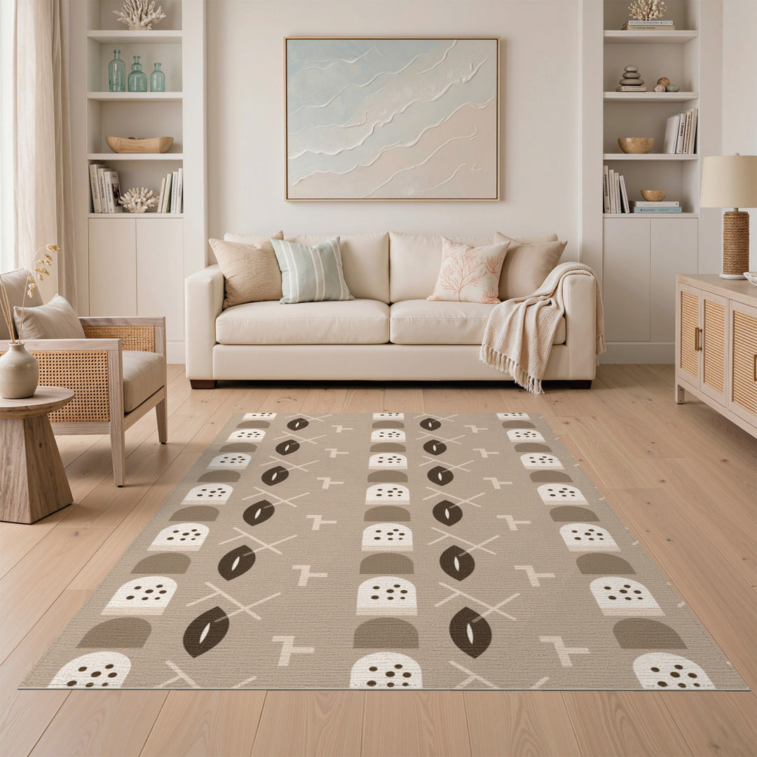Beige Geometric Modern Area Rug