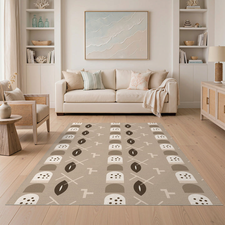 Beige Geometric Modern Area Rug
