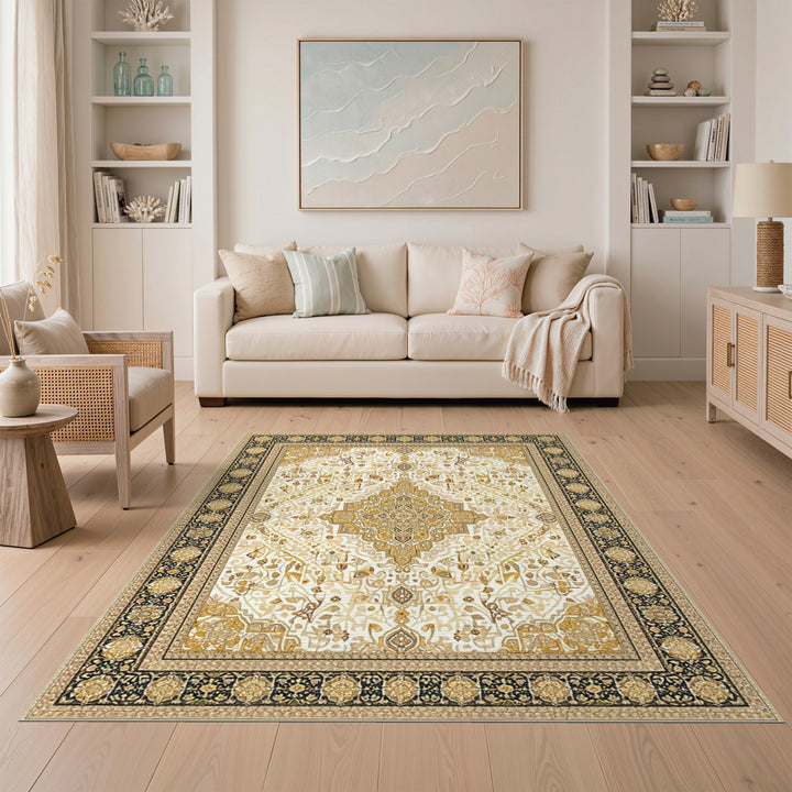Traditional Persian Gold Medallion Persian Area Rug