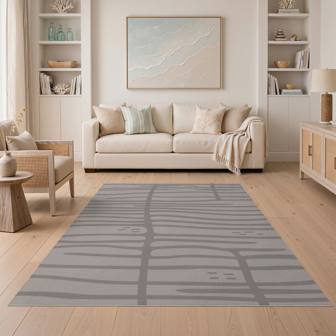 Grey Wavy Grid Area Rug