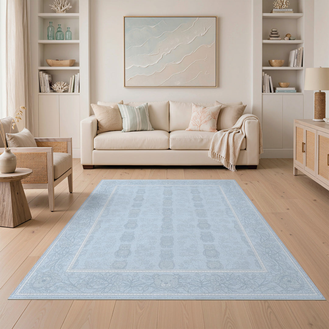 Blue Teddy Bear Kids Washable Area Rug