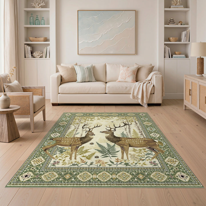 Rustic Forest Deer Area Rug