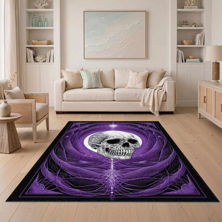 Purple Skull Web Area Rug