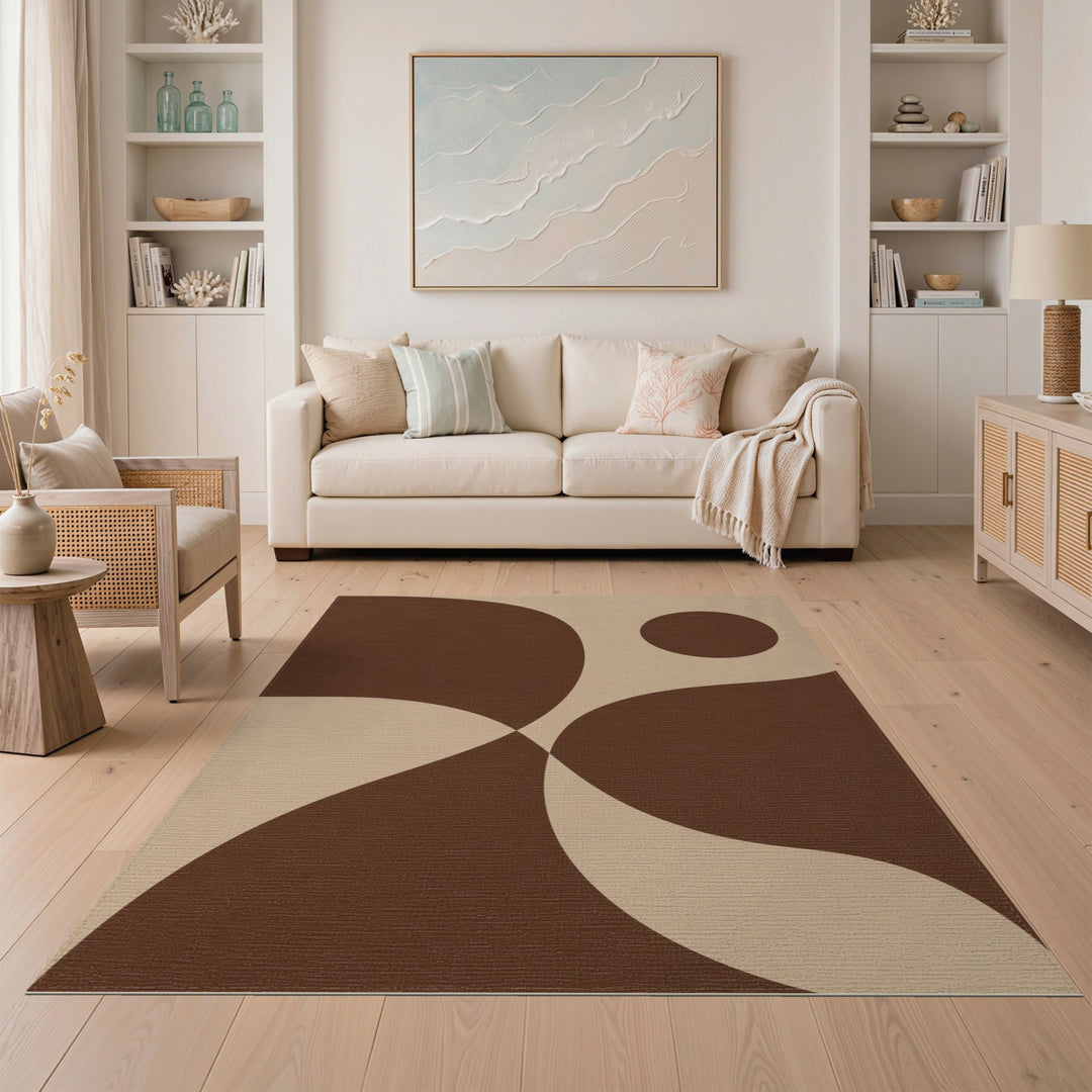 Abstract Area Abstract Brown Area Rug