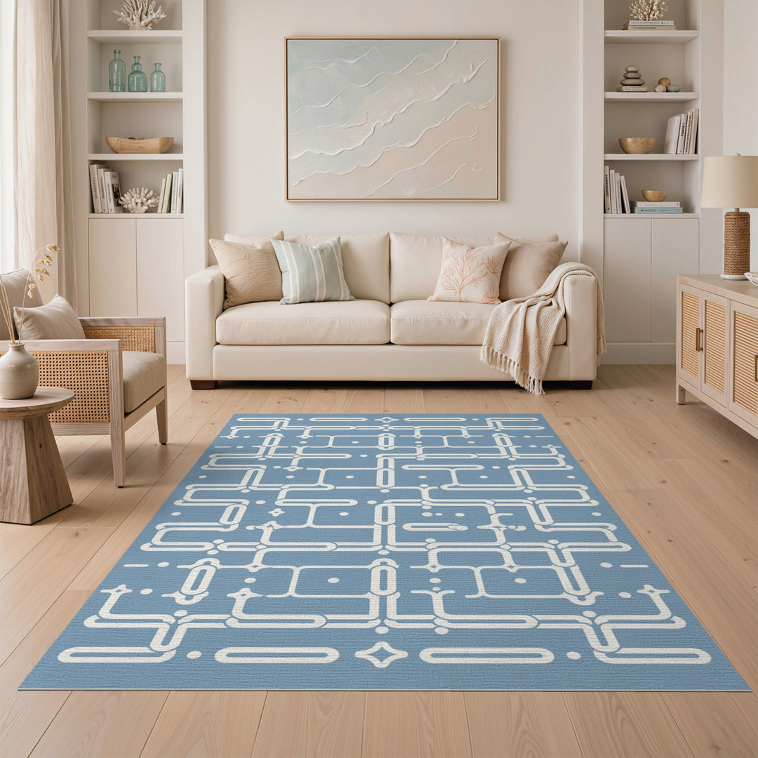 Blue Geometric Area Rug