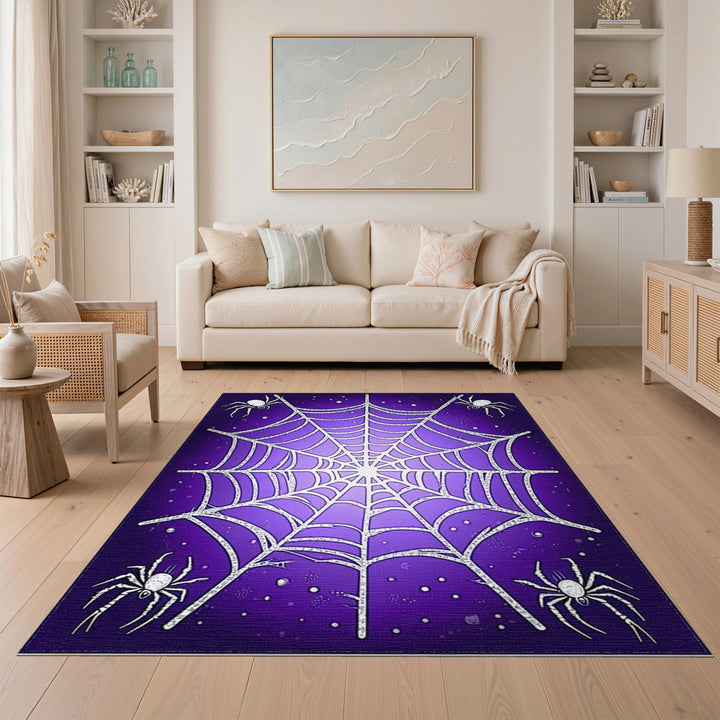 Geometric Modern Purple Spider Web Area Rug