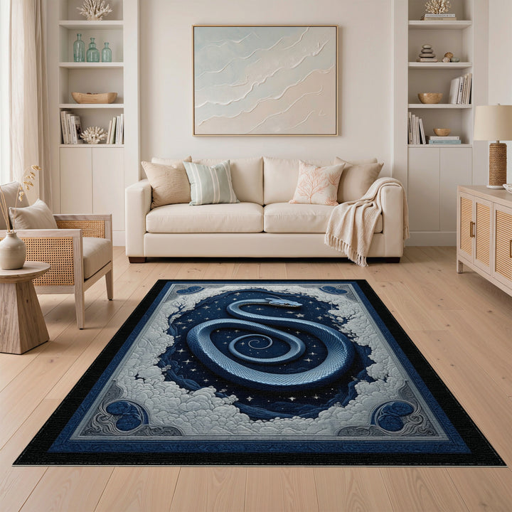 Blue Celestial Snake Coiled Area Rug