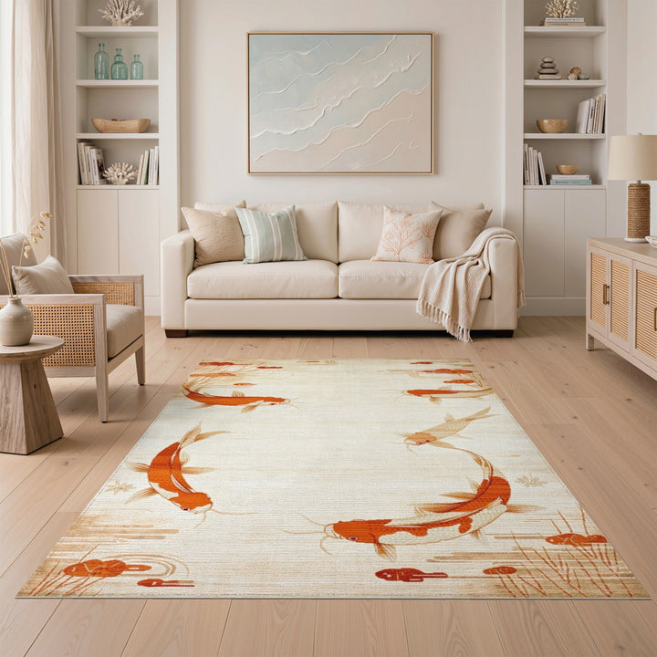 Orange Koi Fish Area Rug