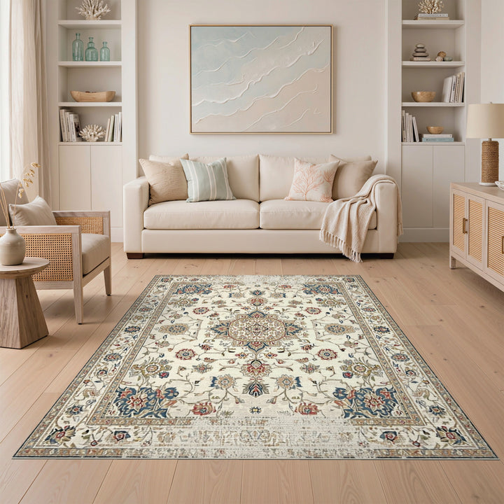 Traditional Persian Beige Floral Area Rug
