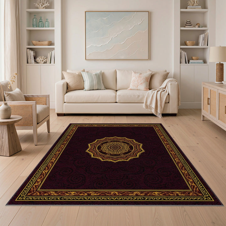 Red Gold Traditional Persian Medallion Area Rug