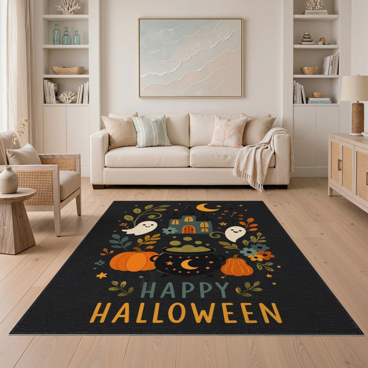 Happy Halloween Ghosts and Pumpkins Kids Rug