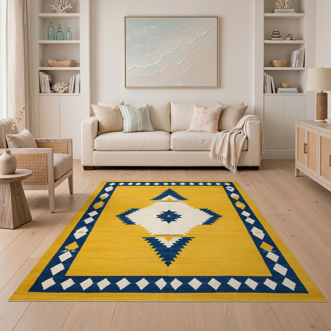 Yellow Southwestern Yellow Southwestern Geometric Area Rug