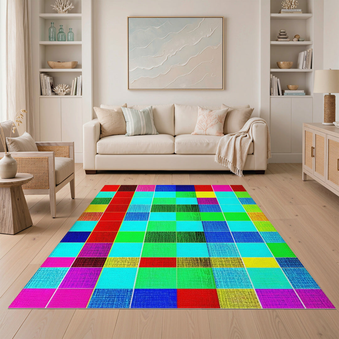 Vibrant Geometric Multi-Color Area Rug