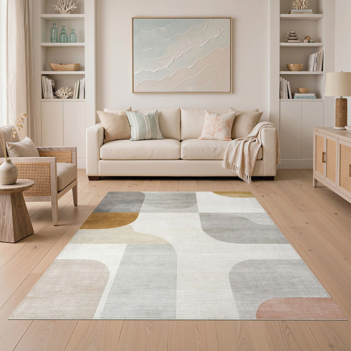 Neutral Geometric Abstract Geometric Modern Area Rug