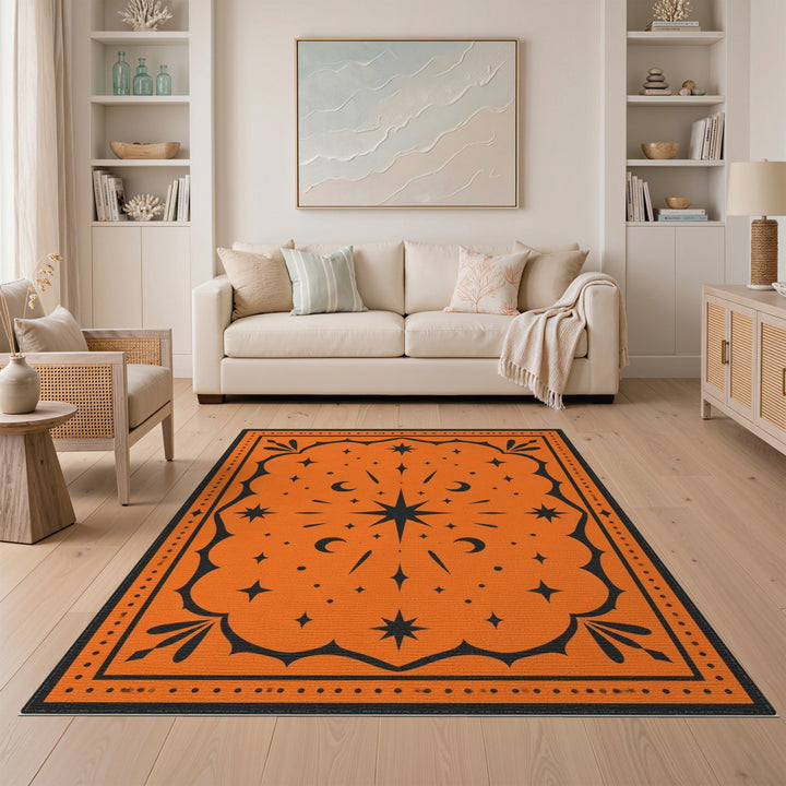Orange Southwestern Celestial Area Rug