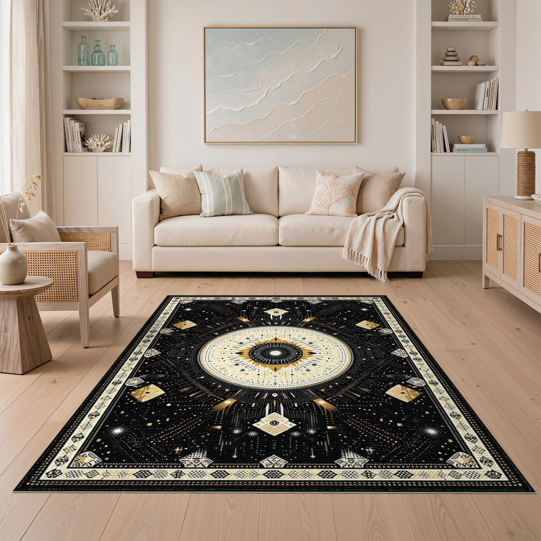 Gold Celestial Mandala Area Rug