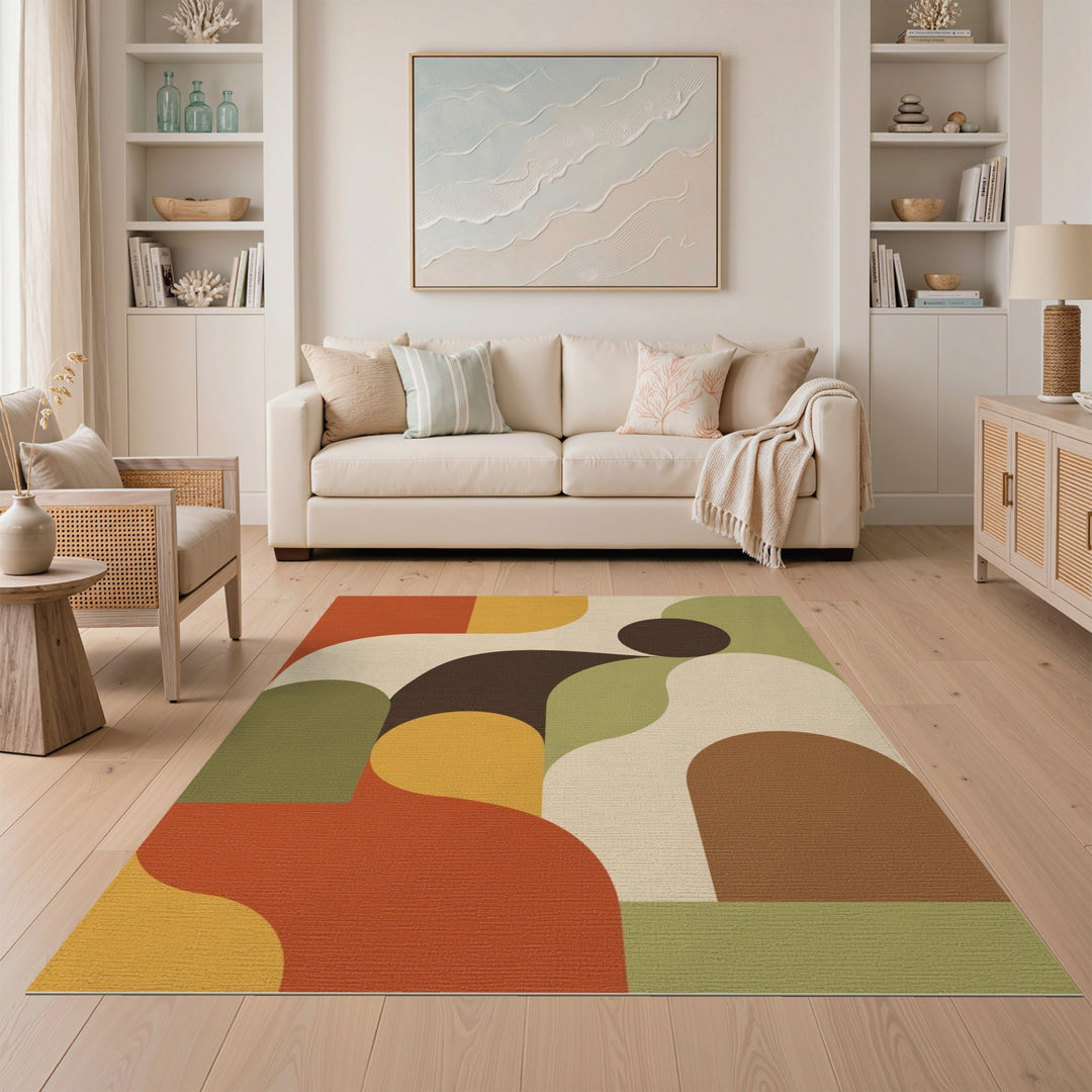 Warm Tone Geometric Area Rug