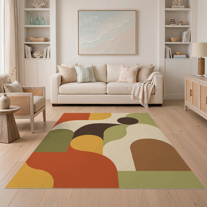 Warm Tone Geometric Area Rug