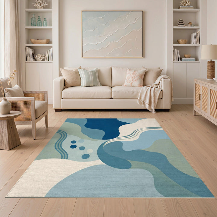 Abstract Area Blue Teal Abstract Flow Area Rug