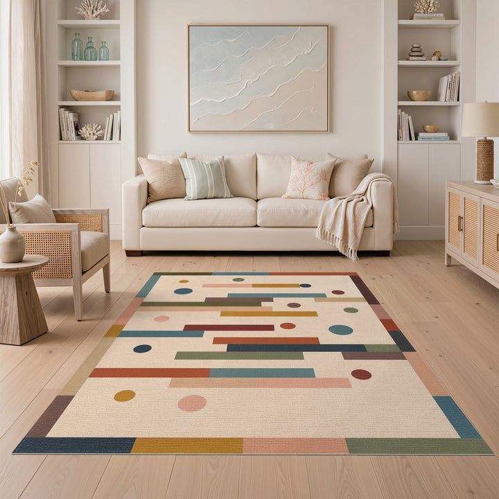 ODIKA Geometric Beige Multi-Color Area Rug