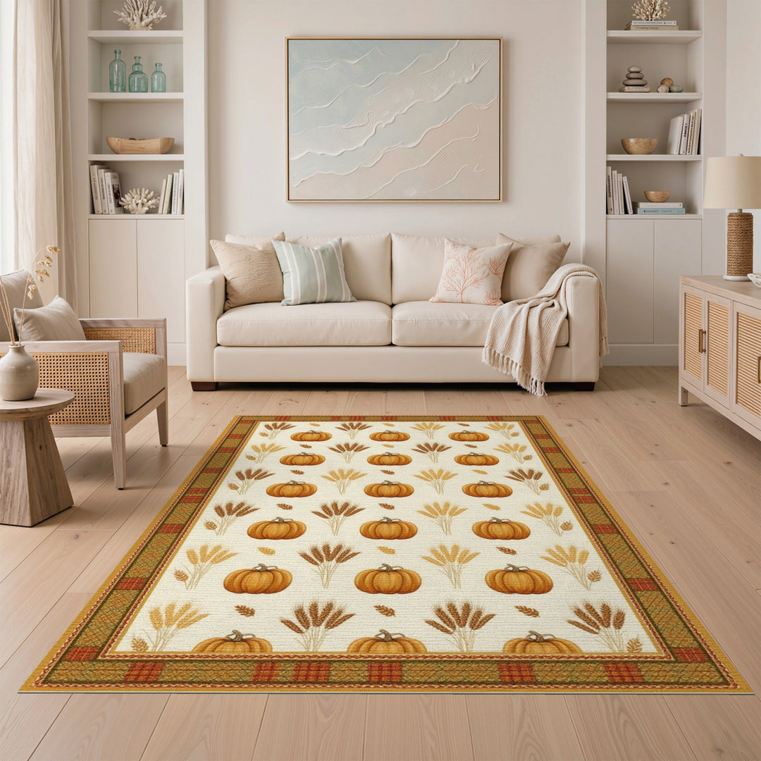 Pumpkin Harvest Rustic Area Rug