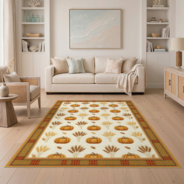 Pumpkin Harvest Rustic Area Rug