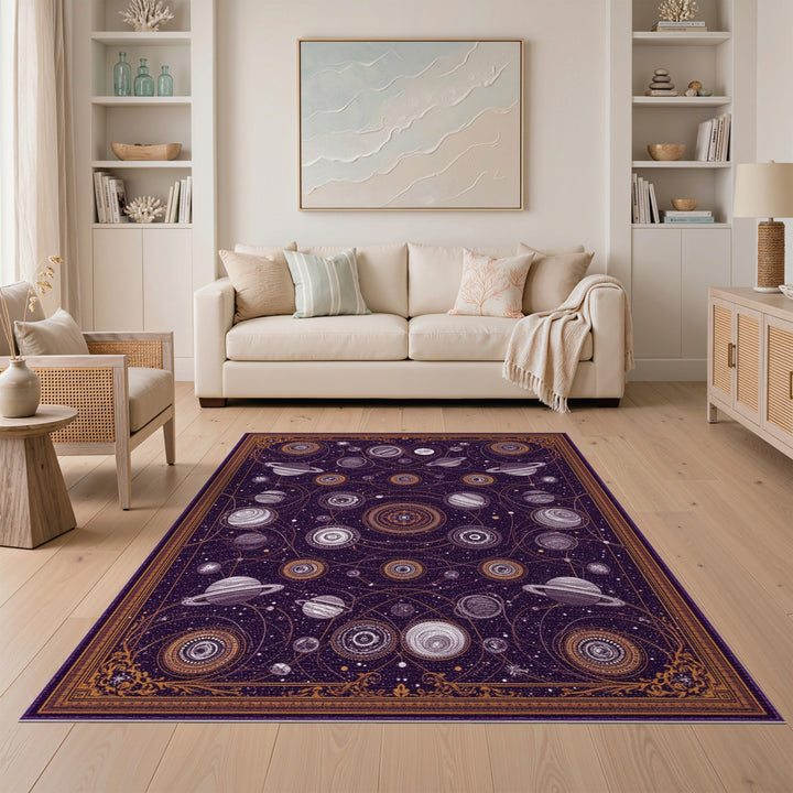 Purple Celestial Orbit Area Rug
