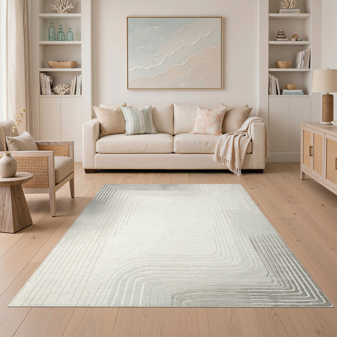 Grey Geometric Modern Grey Geometric Lines Area Rug