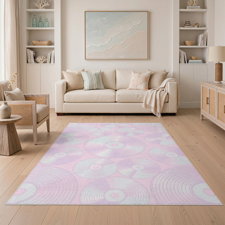 Pink Retro Record Area Rug