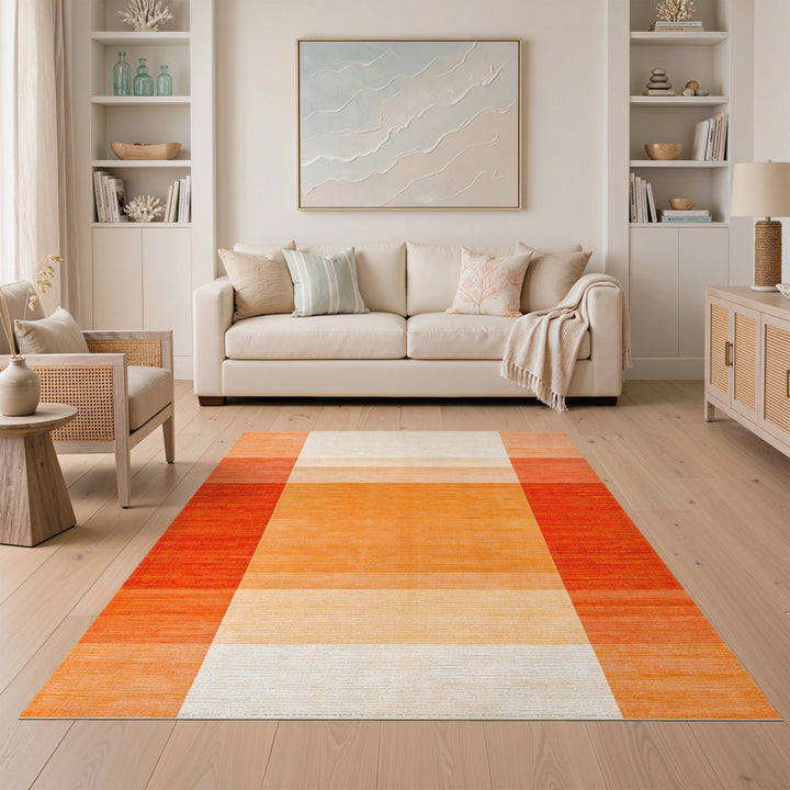 Geometric Modern Bold Orange Geometric Block Area Rug