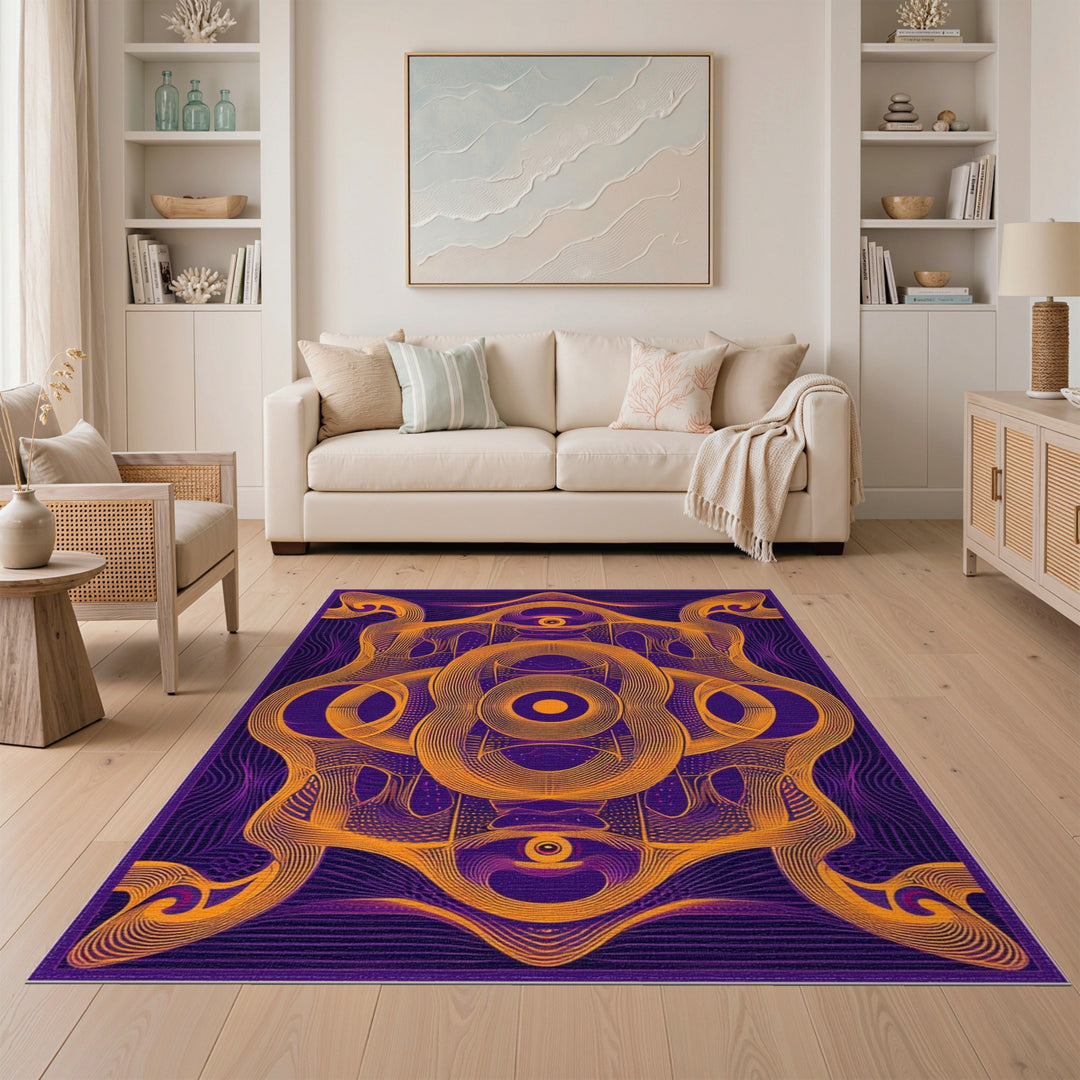 Psychedelic Purple Geometric Area Rug
