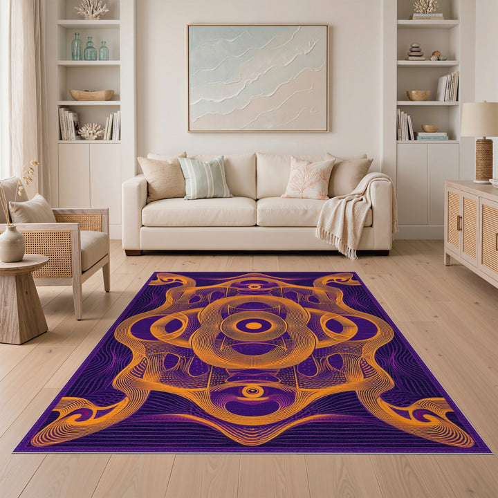 Psychedelic Purple Geometric Area Rug