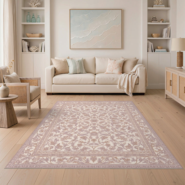Purple Floral Vintage Area Rug