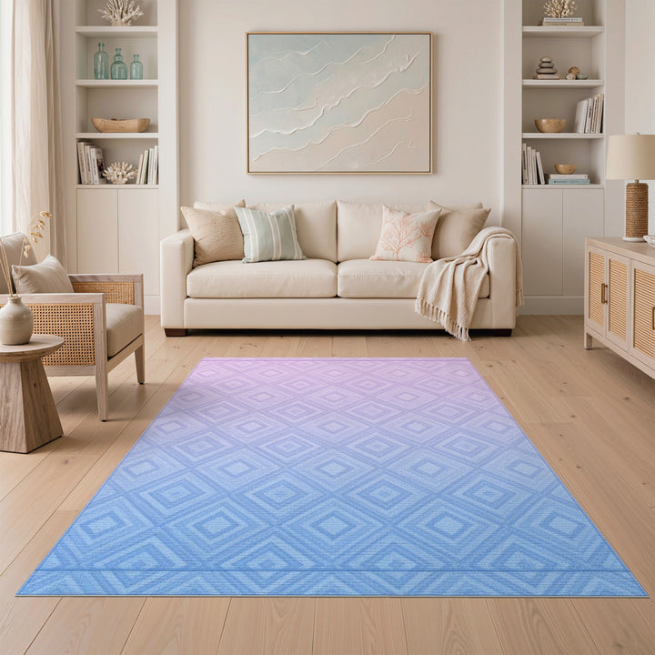 Purple Gradient Geometric Diamond Area Rug