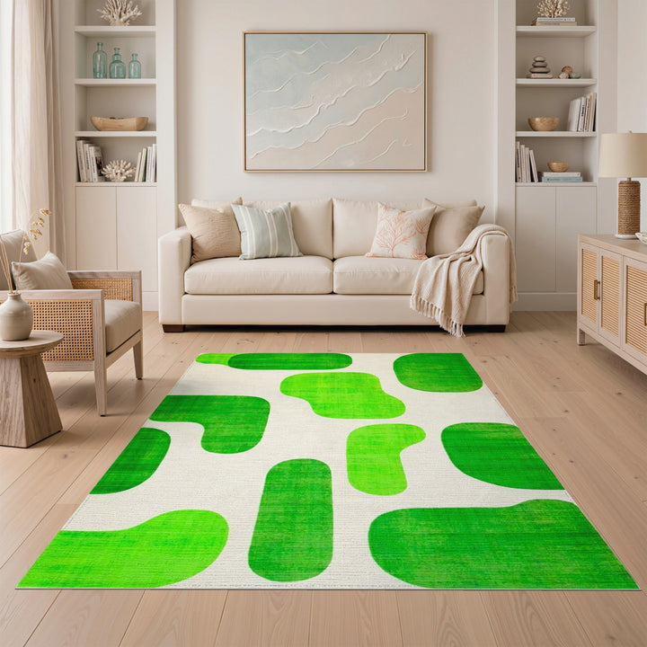 Vivid Green Abstract Area Rug