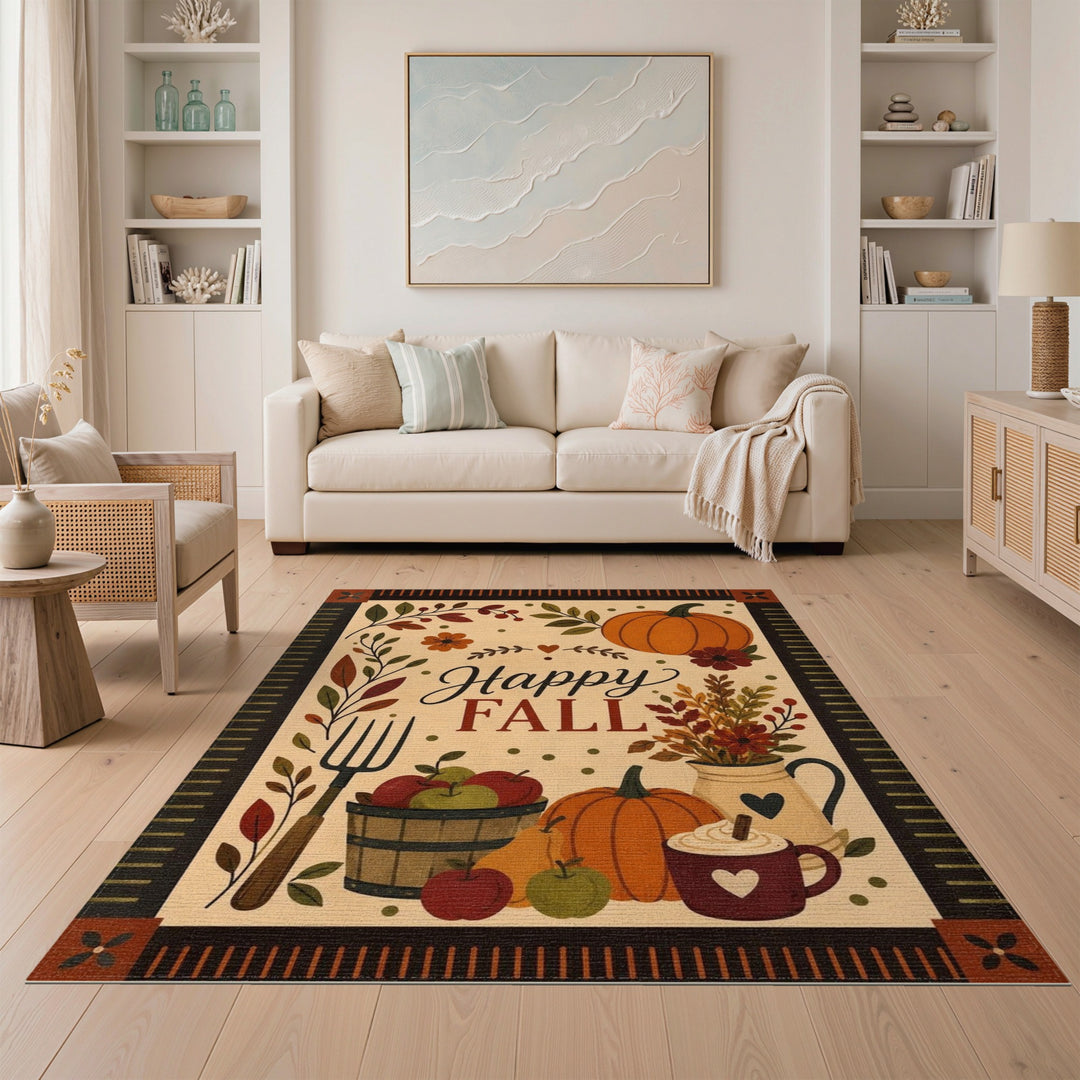 Happy Fall Pumpkin Harvest Area Rug
