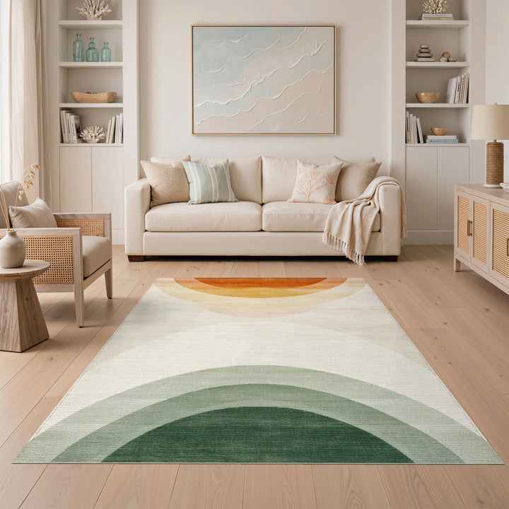 Geometric Arc Beige Neutral Area Rug