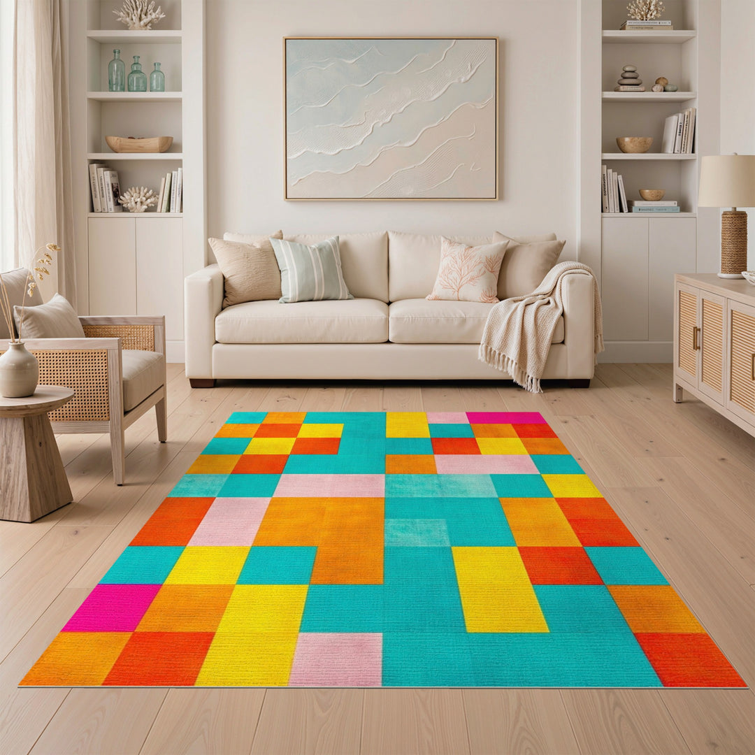 Vibrant Geometric Multi-Color Area Rug