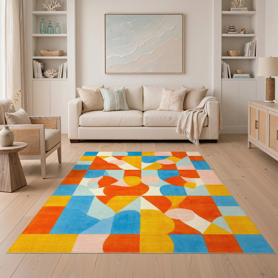 Vibrant Multi-Color Geometric Area Rug