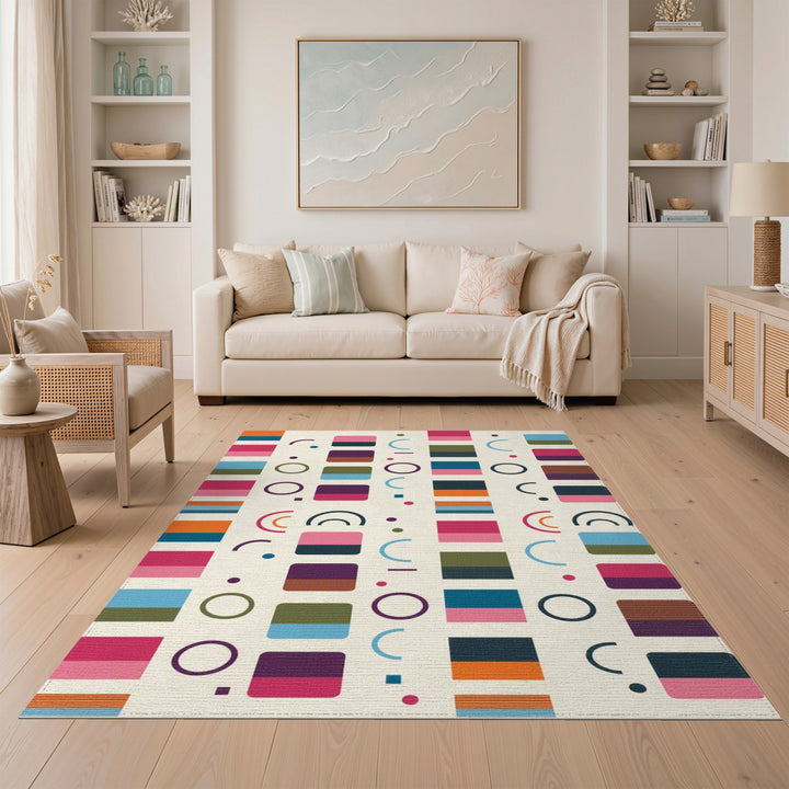 Vibrant Multi-Color Geometric Area Rug