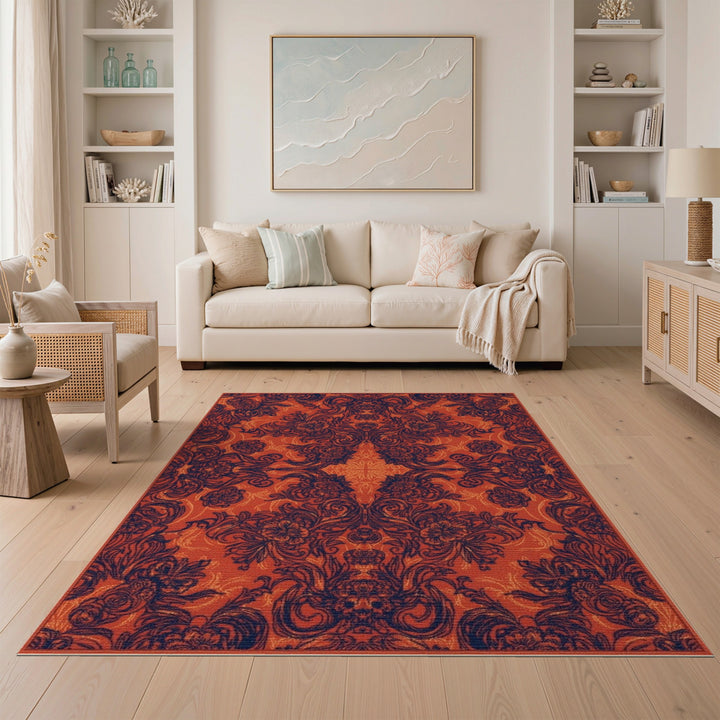 Floral Vintage Bold Red Floral Vintage Area Rug